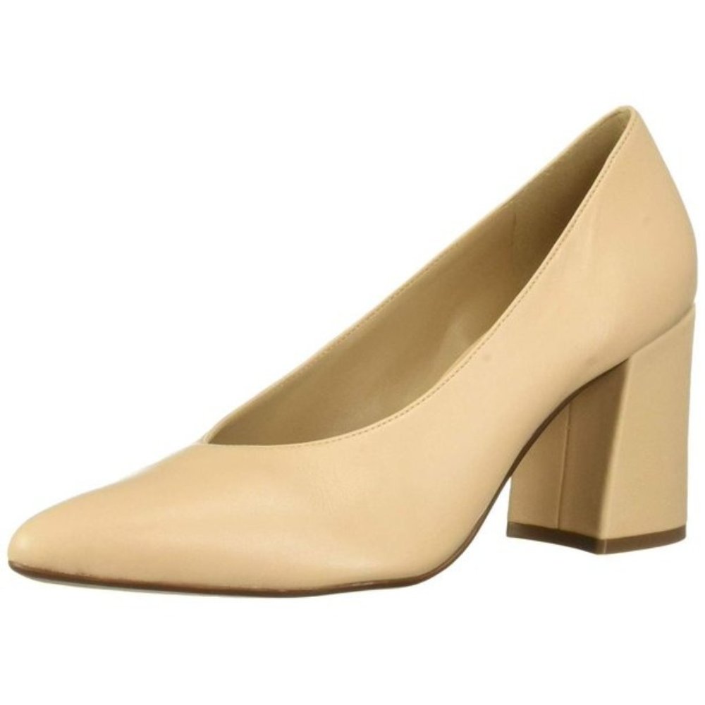 Naturalizer Hope Nude Leather Block Heel Pumps 8.5